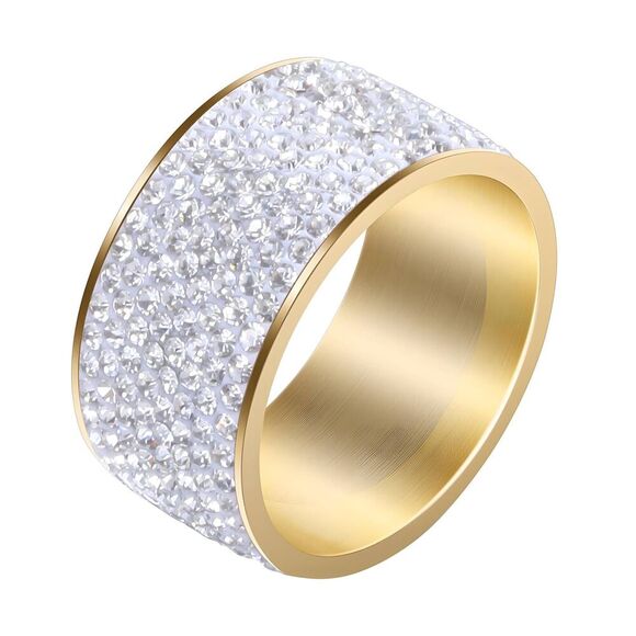 18K Gold Plated Women's Sparkling Bling Statement Ring Cubic Zirconia Size 8 - Picture 1 of 9